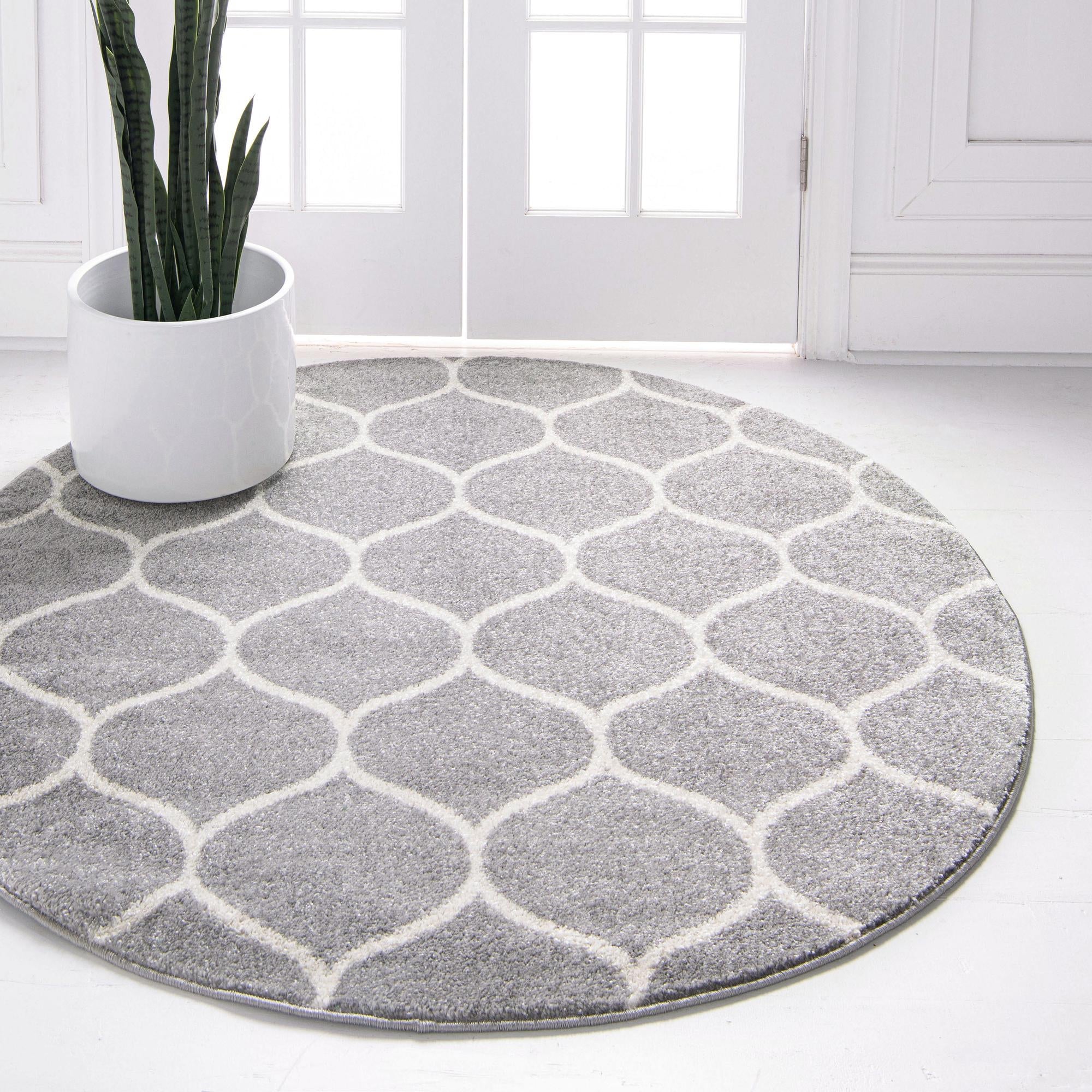 Trellis Mosaic Collection Area Rug -  Pergolatown (Light Gray)