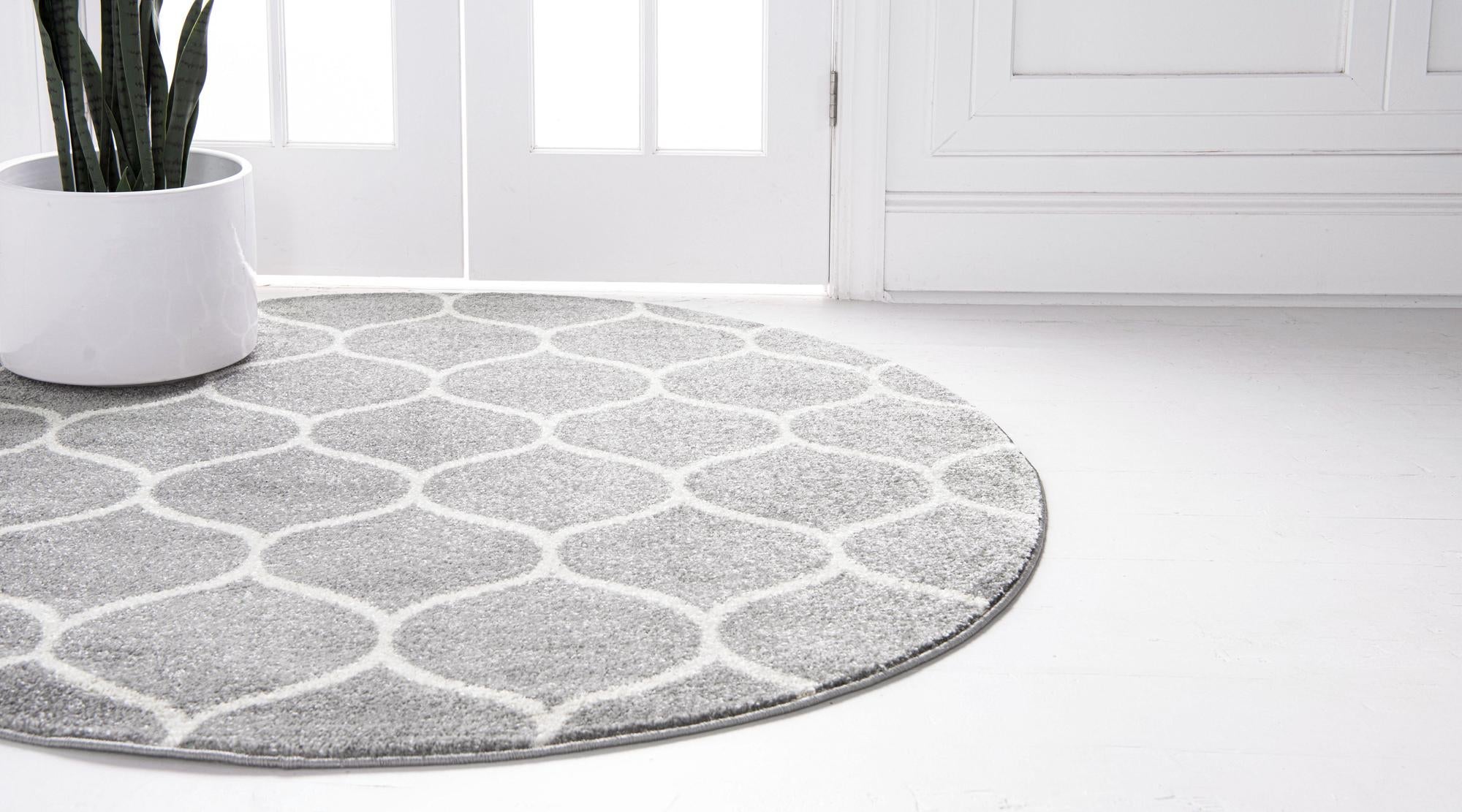 Trellis Mosaic Collection Area Rug -  Pergolatown (Light Gray)