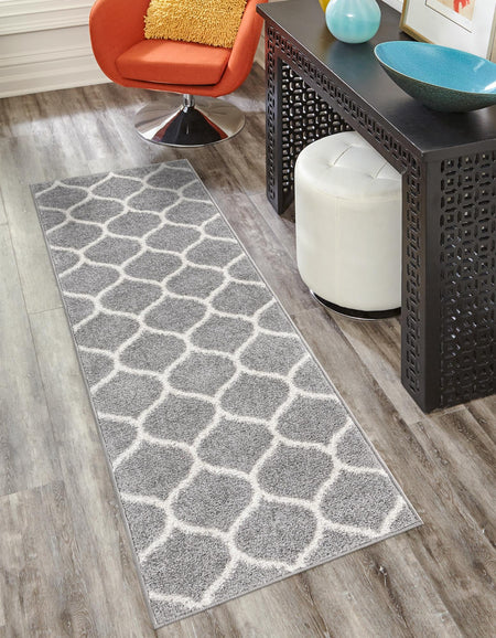 Trellis Mosaic Collection Area Rug -  Pergolatown (Light Gray)