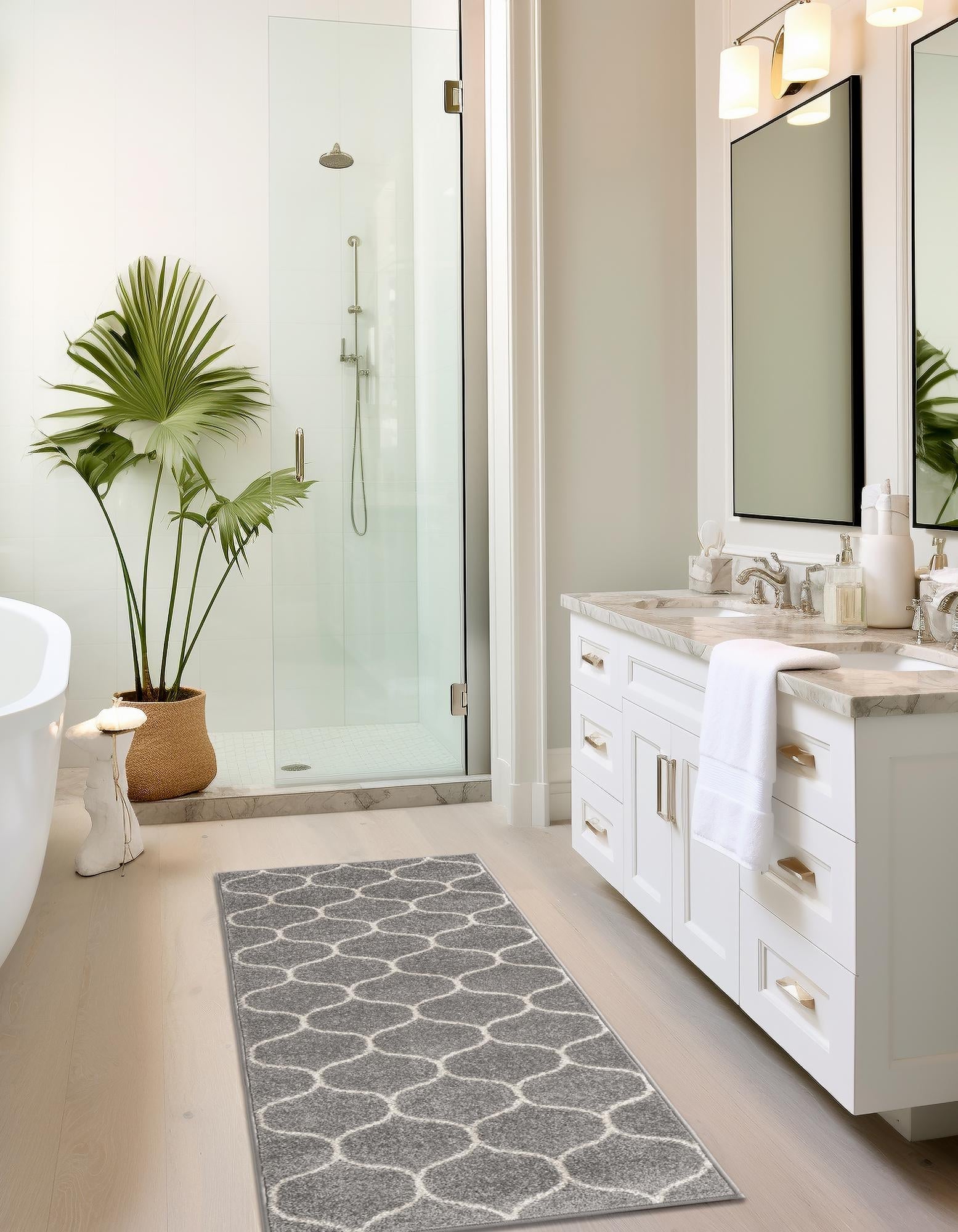 Trellis Mosaic Collection Area Rug -  Pergolatown (Light Gray)