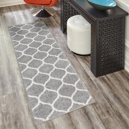 Trellis Mosaic Collection Area Rug -  Pergolatown (Light Gray)