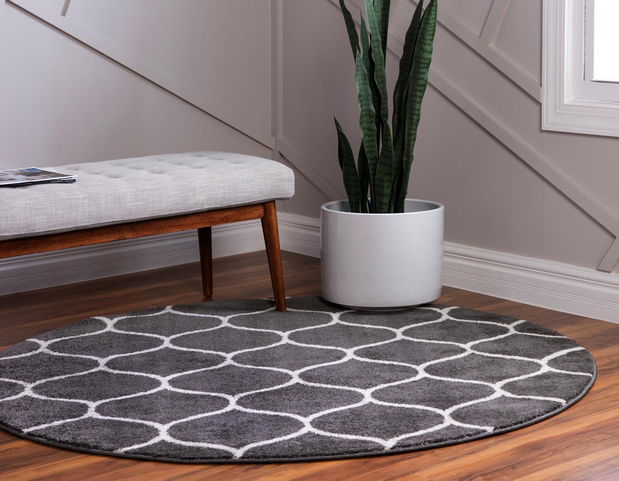 Trellis Mosaic Collection Area Rug -  Pergolatown (Dark Gray)