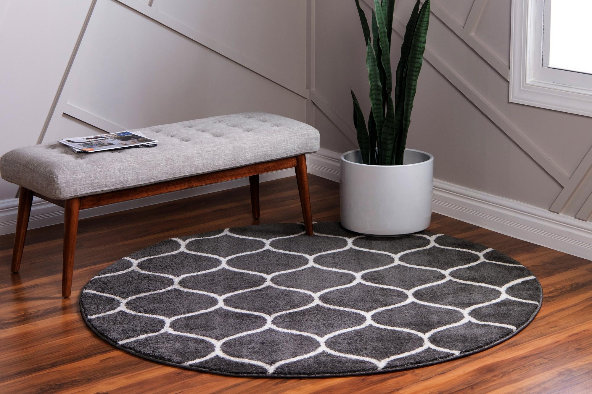 Trellis Mosaic Collection Area Rug -  Pergolatown (Dark Gray)