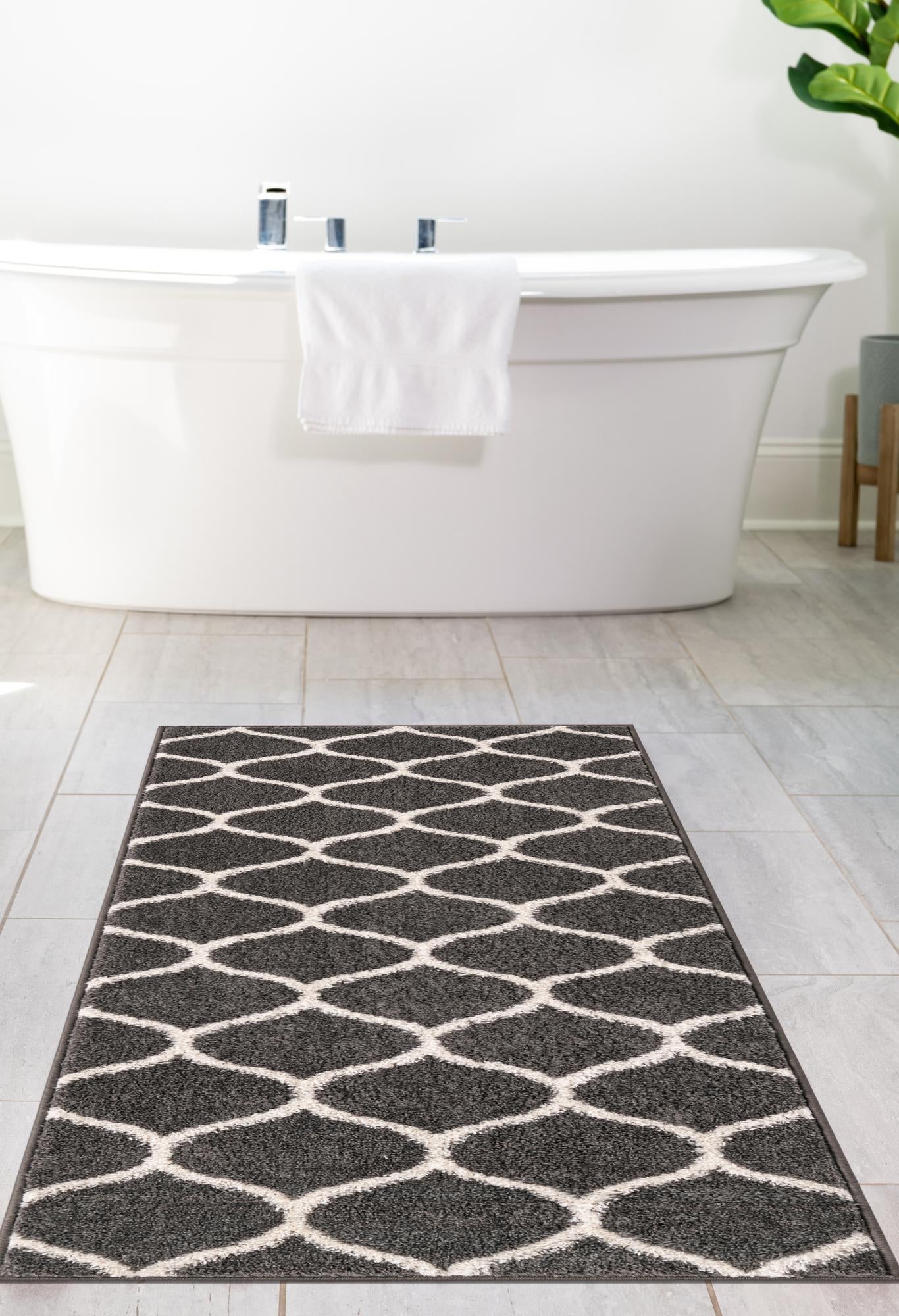 Trellis Mosaic Collection Area Rug -  Pergolatown (Dark Gray)