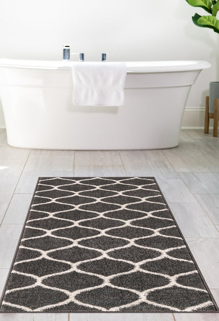 Trellis Mosaic Collection Area Rug -  Pergolatown (Dark Gray)