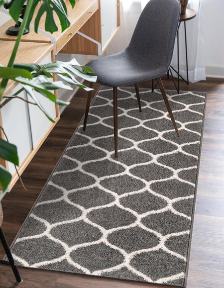 Trellis Mosaic Collection Area Rug -  Pergolatown (Dark Gray)