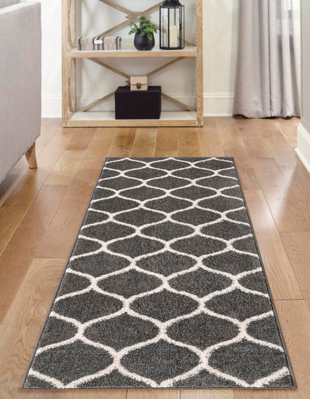 Trellis Mosaic Collection Area Rug -  Pergolatown (Dark Gray)