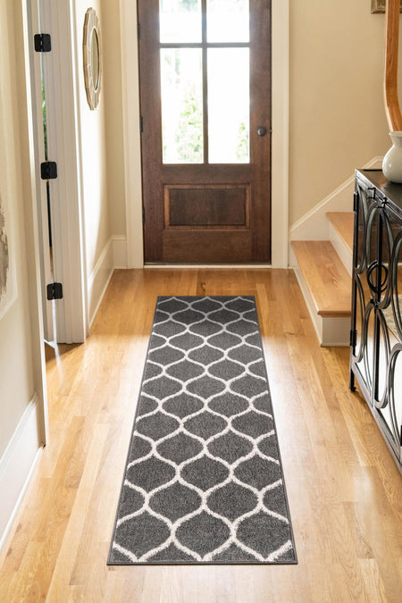 Trellis Mosaic Collection Area Rug -  Pergolatown (Dark Gray)