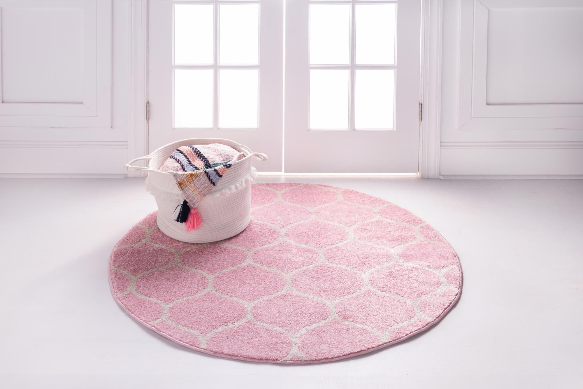 Trellis Mosaic Collection Area Rug -  Pergolatown (Light Pink)