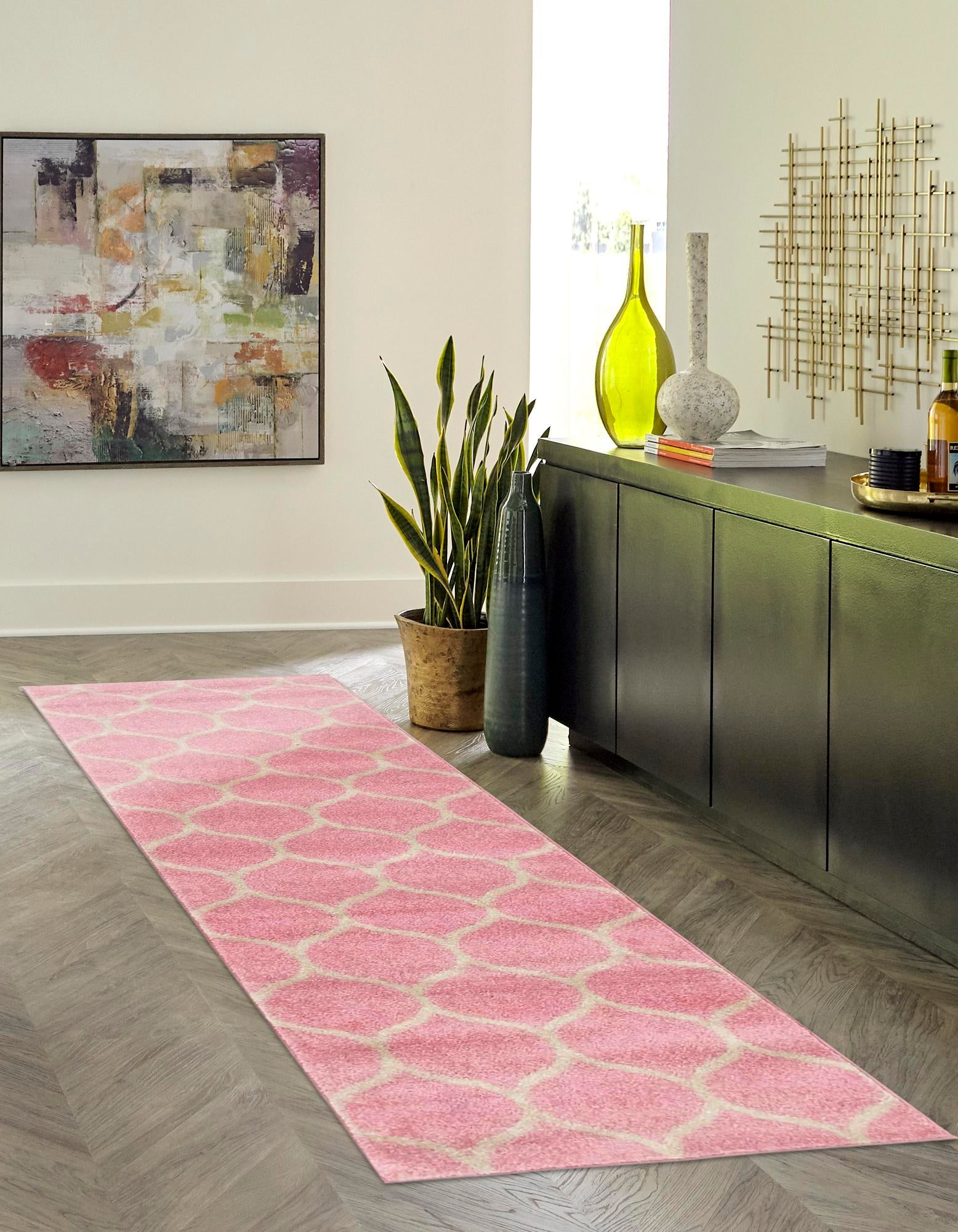 Trellis Mosaic Collection Area Rug -  Pergolatown (Light Pink)