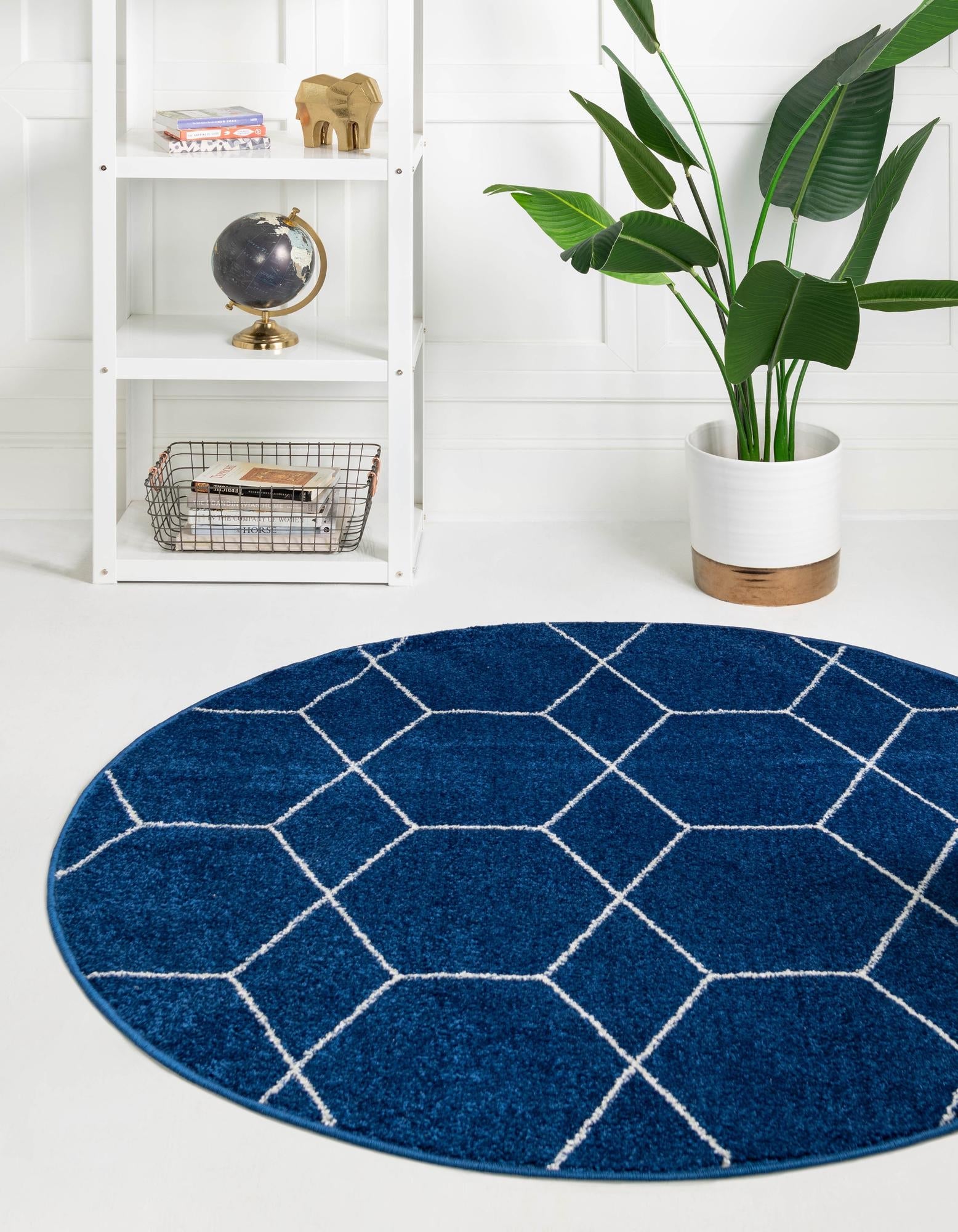 Trellis Mosaic Collection Area Rug - Arborville (Navy Blue)