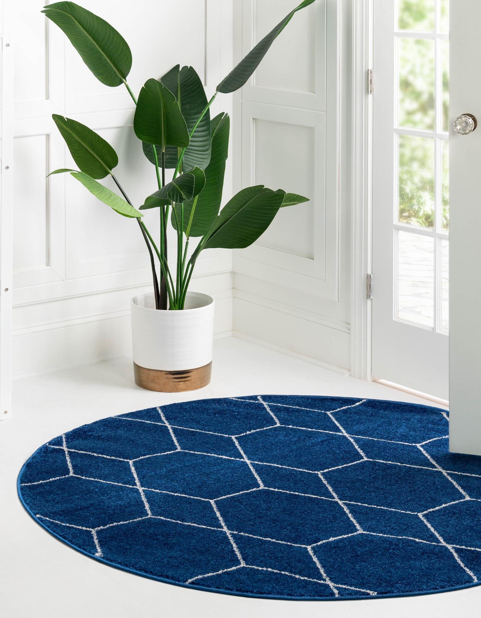 Trellis Mosaic Collection Area Rug - Arborville (Navy Blue)