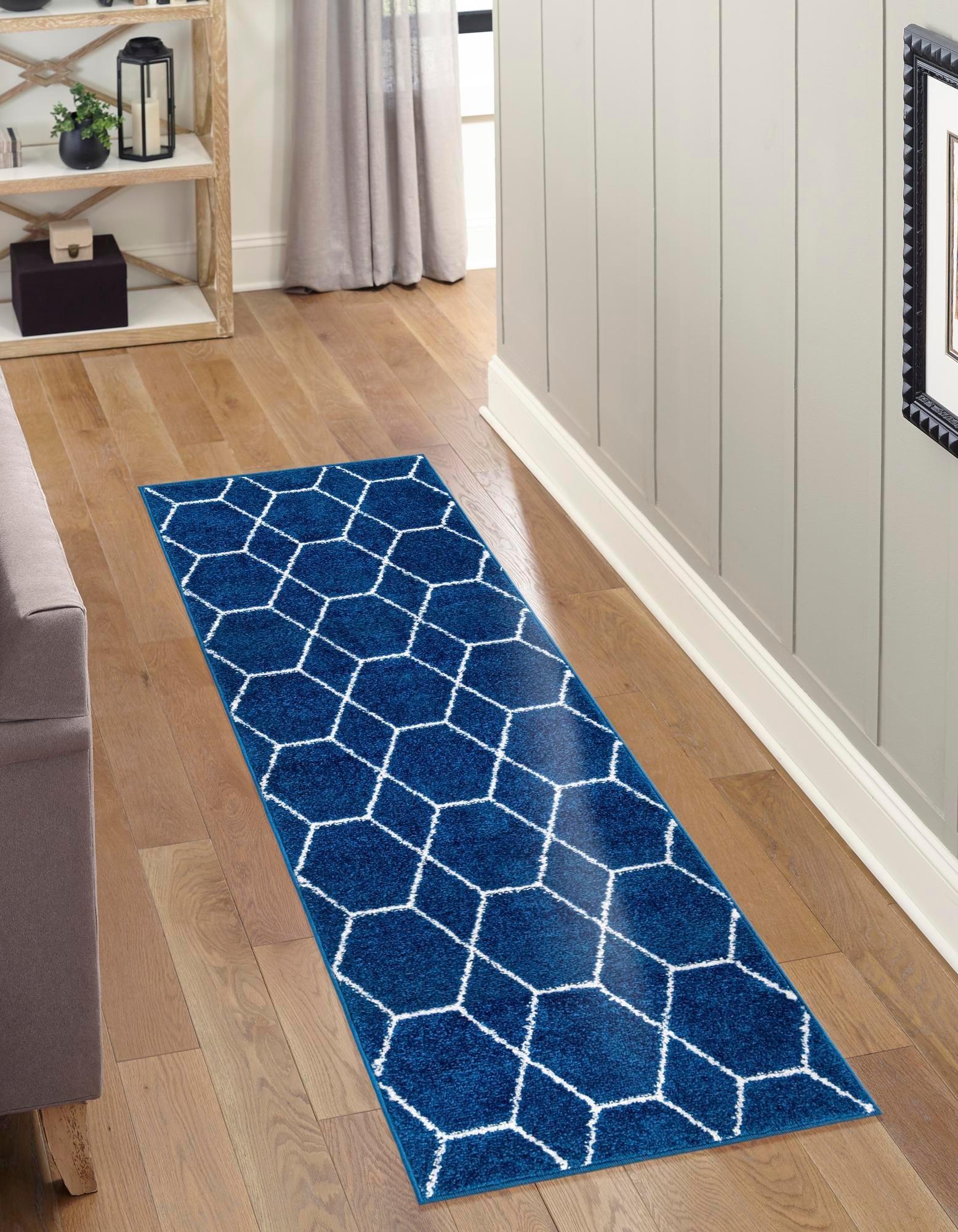 Trellis Mosaic Collection Area Rug - Arborville (Navy Blue)