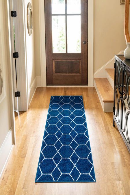 Trellis Mosaic Collection Area Rug - Arborville (Navy Blue)