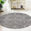 Lattice Garden Collection Area Rug - Arborville (Light Gray) Round Light Gray  lifestyle 43