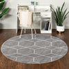 Lattice Garden Collection Area Rug - Arborville (Light Gray) Round Light Gray  lifestyle 45