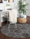 Lattice Garden Collection Area Rug - Arborville (Dark Gray) Round Dark Gray  lifestyle 3