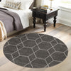 Lattice Garden Collection Area Rug - Arborville (Dark Gray) Round Dark Gray  lifestyle 41