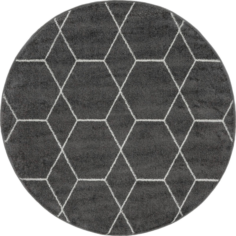 Lattice Garden Collection Area Rug - Arborville (Dark Gray) Round Dark Gray Main