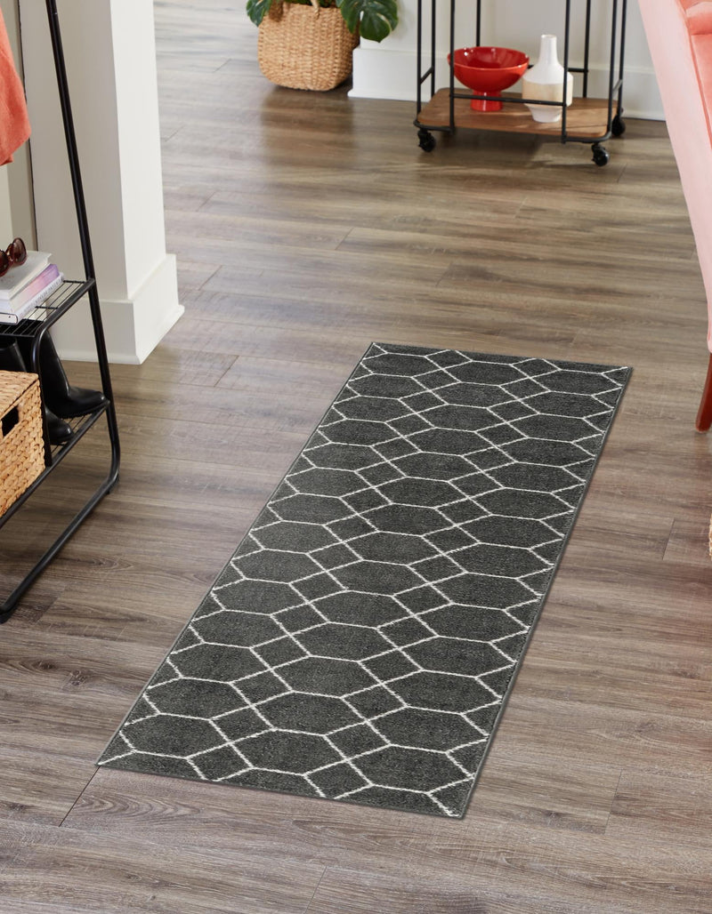 Lattice Garden Collection Area Rug - Arborville (Dark Gray) Runner Dark Gray  lifestyle 22