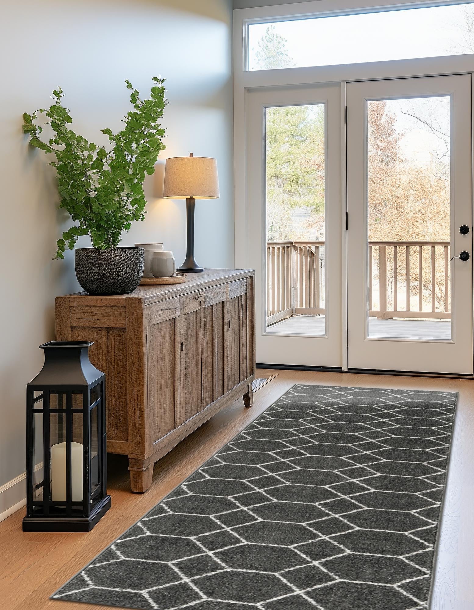 Trellis Mosaic Collection Area Rug - Arborville (Dark Gray)