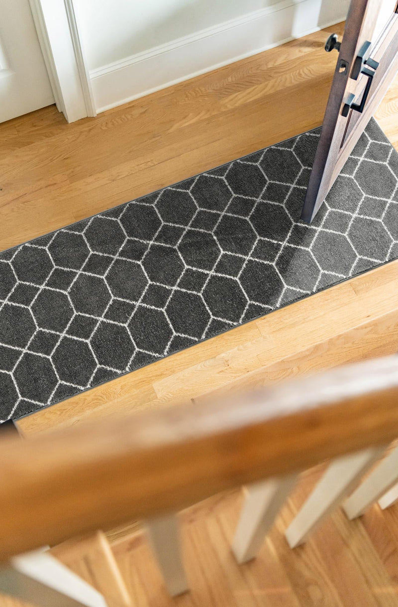 Lattice Garden Collection Area Rug - Arborville (Dark Gray) Runner Dark Gray  lifestyle 37