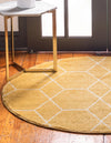 Lattice Garden Collection Area Rug - Arborville (Yellow) Round Yellow  lifestyle 5