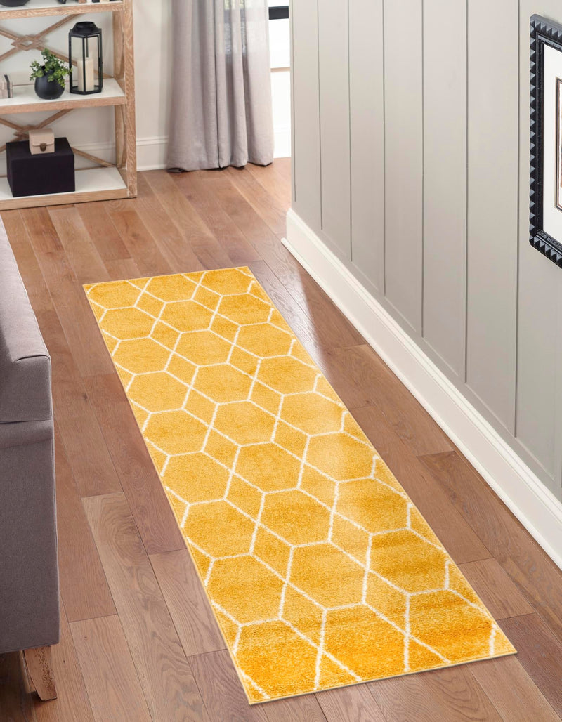 Lattice Garden Collection Area Rug - Arborville (Yellow) Runner Yellow  lifestyle 10