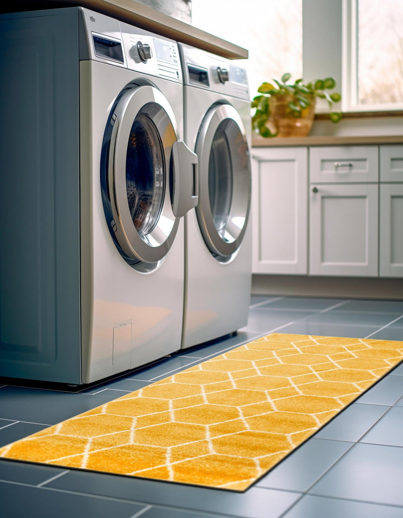 Lattice Garden Collection Area Rug - Arborville (Yellow) Runner Yellow  lifestyle 16