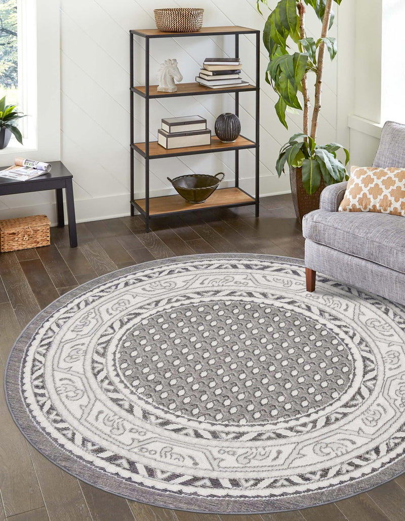 Soho Elegance Collection Area Rug -  Mercer (Gray) Round Gray  lifestyle 21