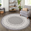 Soho Elegance Collection Area Rug -  Mercer (Gray) Round Gray  lifestyle 80