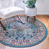 Persian Elegance Collection Area Rug -  Kerman (Blue) Round Blue  lifestyle 14