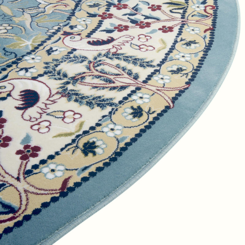 Persian Elegance Collection Area Rug -  Kerman (Blue) Round Blue  lifestyle 39