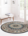 Persian Elegance Collection Area Rug -  Hamedan (Navy Blue) Round Navy Blue  lifestyle 13