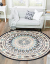 Persian Elegance Collection Area Rug -  Hamedan (Navy Blue) Round Navy Blue  lifestyle 36