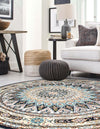 Persian Elegance Collection Area Rug -  Hamedan (Navy Blue) Round Navy Blue  lifestyle 41