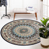 Persian Elegance Collection Area Rug -  Hamedan (Navy Blue) Round Navy Blue  lifestyle 90