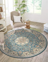 Persian Elegance Collection Area Rug -  Qom Round Blue  lifestyle 79