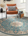 Persian Elegance Collection Area Rug -  Qom Round Blue  lifestyle 88