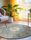 Persian Elegance Collection Area Rug -  Qom Round Blue  lifestyle 123