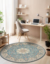 Persian Elegance Collection Area Rug -  Qom Round Blue  lifestyle 132