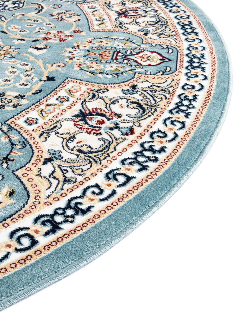 Persian Elegance Collection Area Rug -  Qom Round Blue  lifestyle 165