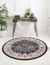 Persian Elegance Collection Area Rug -  Kerman (Navy Blue) Round Navy Blue  lifestyle 5