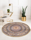 Persian Elegance Collection Area Rug -  Hamedan (Beige) Round Beige  lifestyle 5