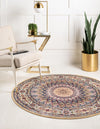 Persian Elegance Collection Area Rug -  Hamedan (Beige) Round Beige  lifestyle 7