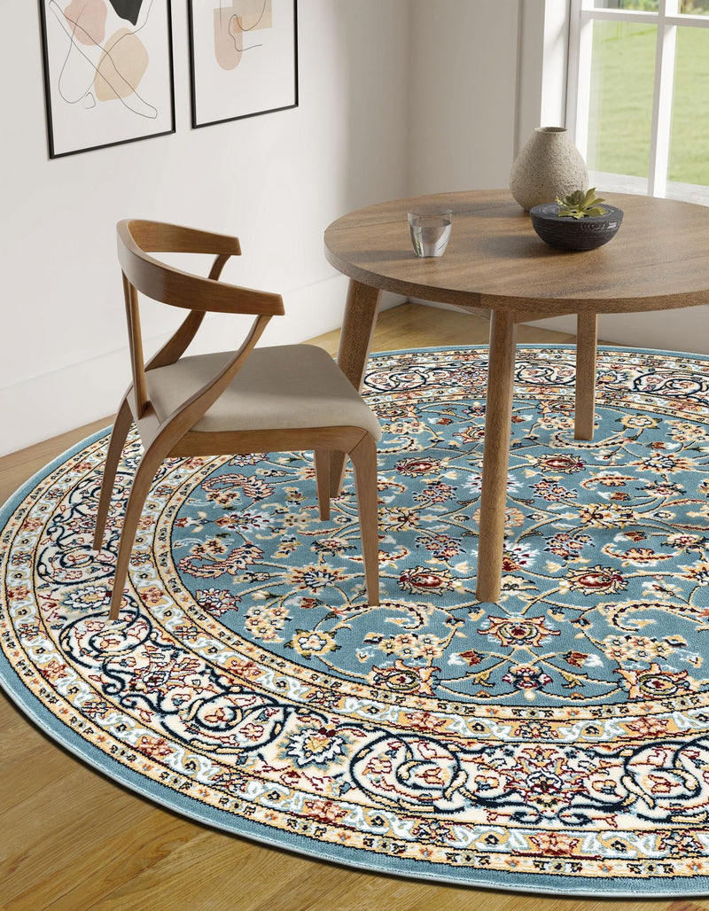 Persian Elegance Collection Area Rug -  Ardabil Round Blue  lifestyle 140