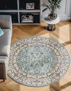 Persian Elegance Collection Area Rug -  Ardabil Round Blue  lifestyle 183