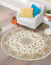 Persian Elegance Collection Area Rug -  Qom Round Ivory  lifestyle 86