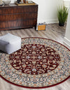 Persian Elegance Collection Area Rug -  Ardabil Round Burgundy  lifestyle 110