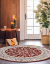 Persian Elegance Collection Area Rug -  Ardabil Round Burgundy  lifestyle 195